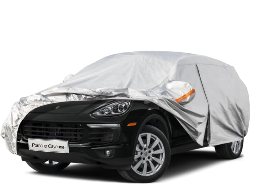 Kayme 6 Layers SUV Car Cover Custom Fit for Porsche Cayenne (2002-2025) Waterproof All Weather for Automobiles, Outdoor Full Cover Rain Sun UV Protection.Silver
