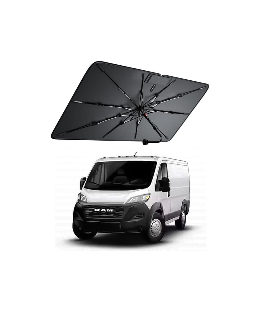 Amadaw Windshield Sun Shade for Ram ProMaster 1500 2014–2026, Foldable Umbrella Sunshade with 100% UV Block, Multi-Layer Heat Insulation, Reinforced 10-Rib Frame, Keeps Car Cooler