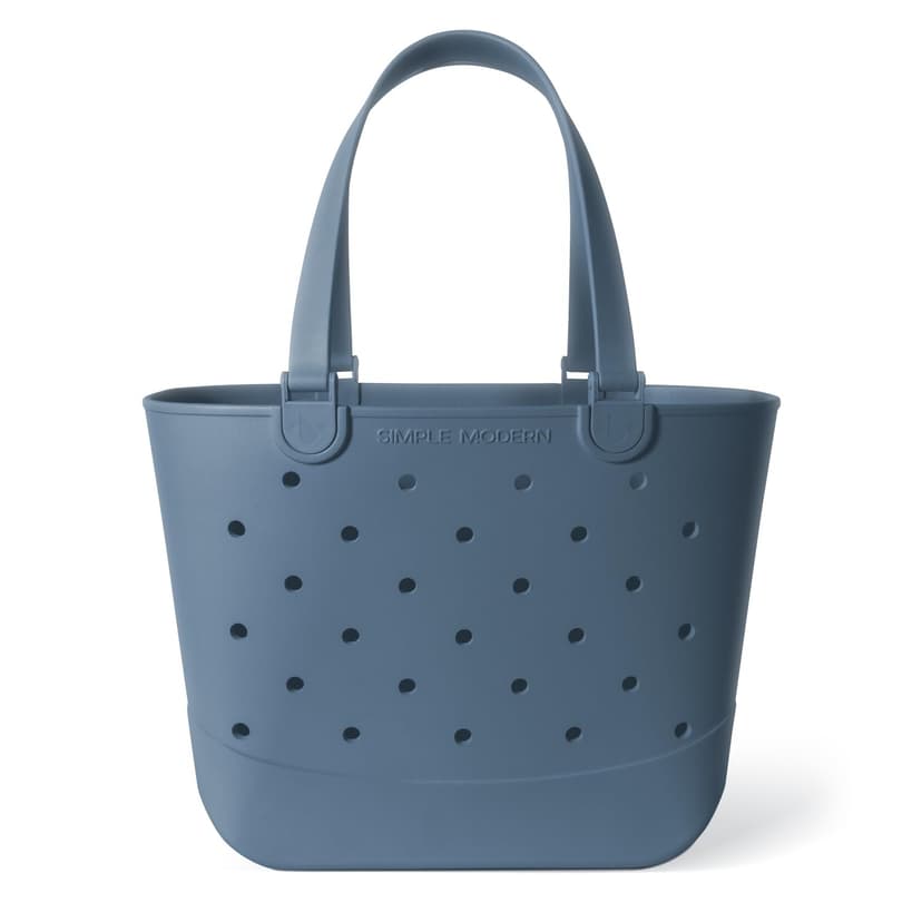 Simple Modern Extra-Large Beach Bag | Waterproof Getaway Rubber Tote with Zipper Pocket for Travel, Pool, Boat, Groceries, Sports | Blue Dune