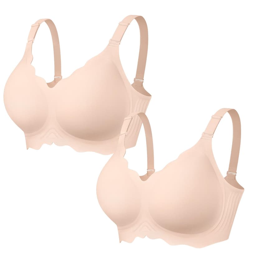 OEAK Women Value Series Jelly Bras Wireless Pushup Convertible Bra | Everyday Essentials,Comfortable Bralettes,No Underwire,Full Coverage,Support Lift,Tshirt,Soft,Seamless,Scalloped