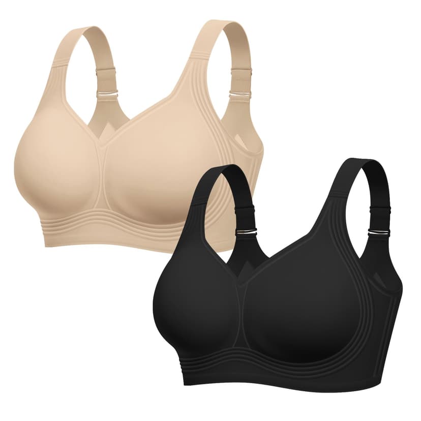 LetsJoli Bras for Women Supportive Wireless Push Up Bra Full Coverage No Underwire Seamless Plus Size for Older Women