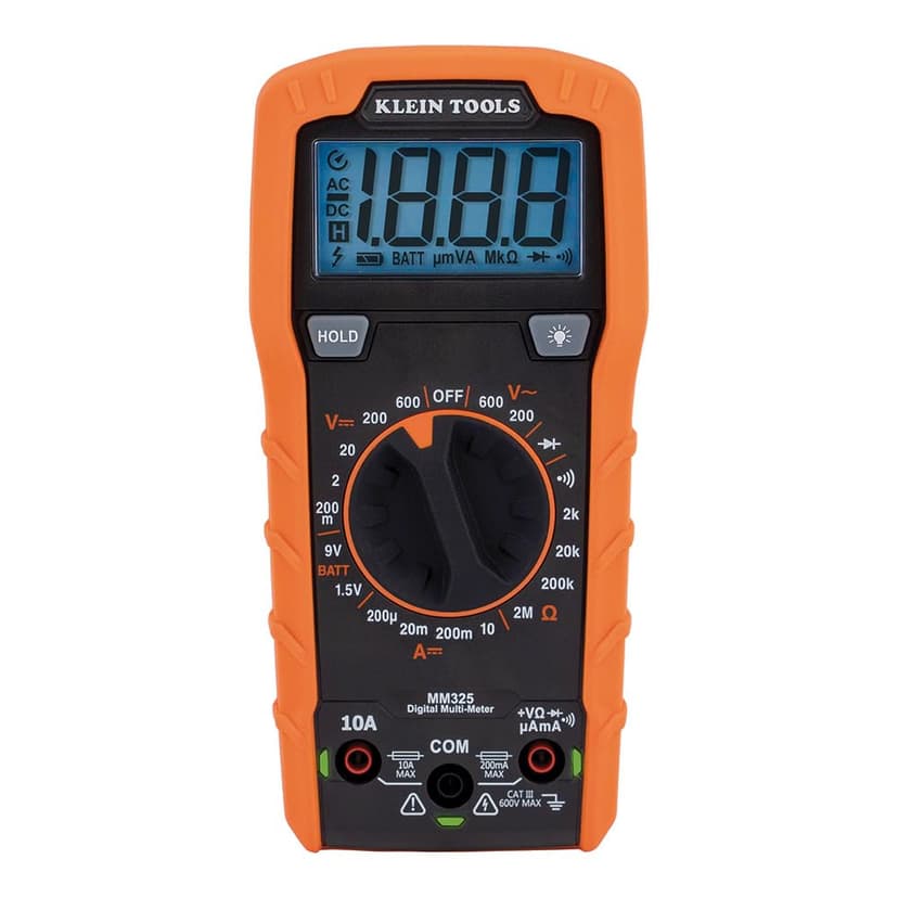 Klein Tools MM325 Multimeter, Digital Manual-Ranging 600V AC/DC Voltage Tester, Tests Batteries, Current, Resistance, Diodes, and Continuity