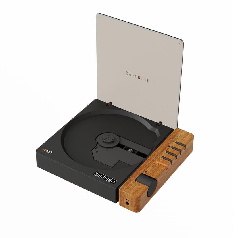 syitren R300 Retro CD Player,Portable Bluetooth,No Speaker,SPDIF Out,Brown | Retro style,Design Award,Desktop Decor,Without Speakers,Rechargeble Battery,Music Player