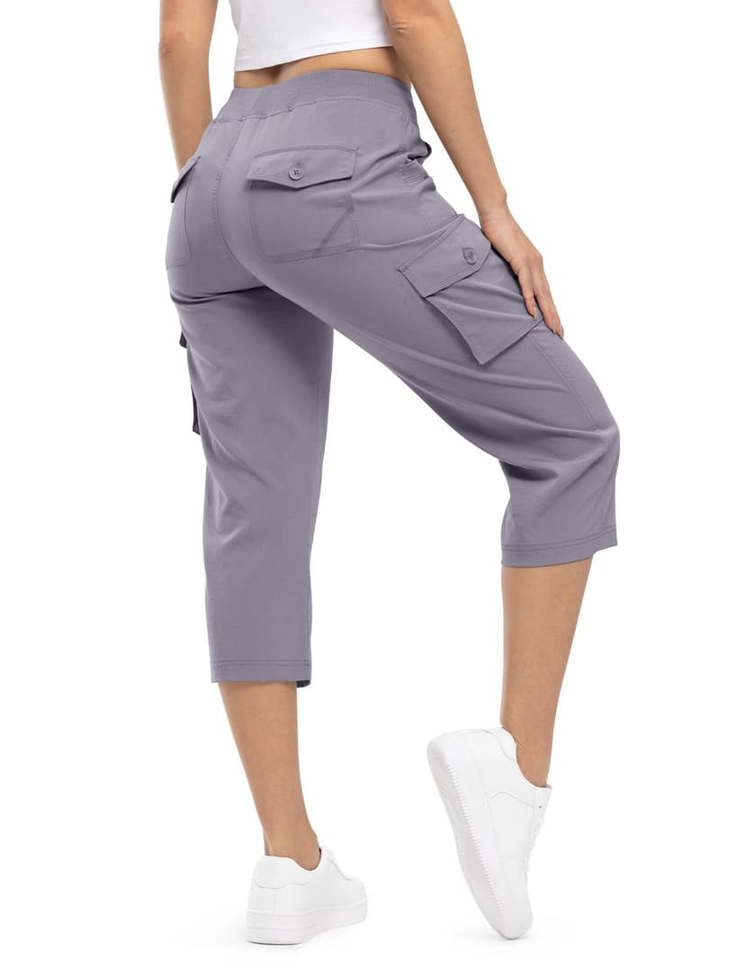 TBMPOY Womens Cargo Capris Lightweight Hiking Pants 6 Pockets Quick Dry Casual Outdoor Trip Loose Shorts Cropped Cotton