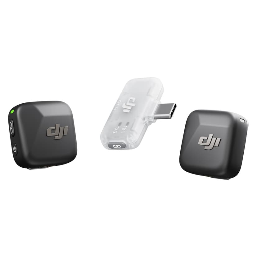 DJI Mic Mini (2 TX + 1 Mobile RX), Ultralight, Active Noise Cancelling | Wireless Lavalier Microphone for iPhone 17/16/15 & Android/PC/Tablet, Plug-and-Play, 300m Transmission, Youtube, Vlog