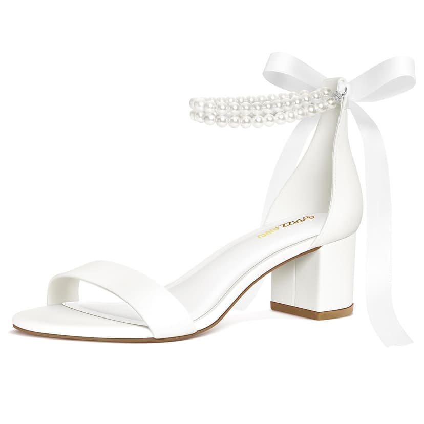 PIZZ ANNU Women's Low Block Chunky Heels Sandals Comfortable Open Toe Ankle Strap Party Dress Pump Shoes Strappy Buckle Heeled Sandal with 2 Inches Tall Thick Heel Design