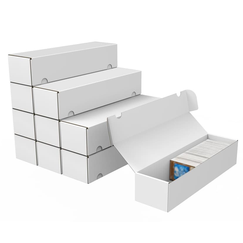 XRACV Trading Card Storage Box, 10-Pack 1100 Count White Corrugated Cardboard Bulk Sports Storage Box for TCG/Magic/Mtg Basketball Cards, Collectible Trading Cards