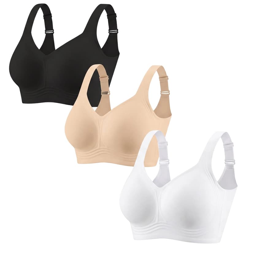 PoseFree Jelly Bras for Women No Underwire, Supportive Wireless Comfort Bra, Full Coverage Back Smoothing Bra