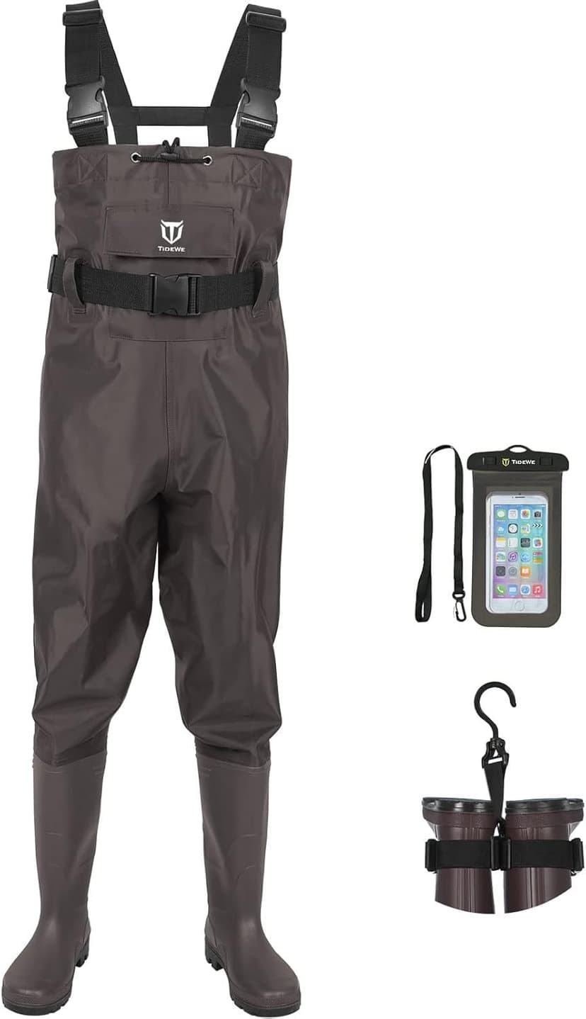 TIDEWE Chest Waders for Men Women, Waterproof Fishing Waders | Waterproof 420D 2-Ply Nylon/PVC, Lightweight Bootfoot Hunting Waders, Adjustable Suspenders, Boot Hanger