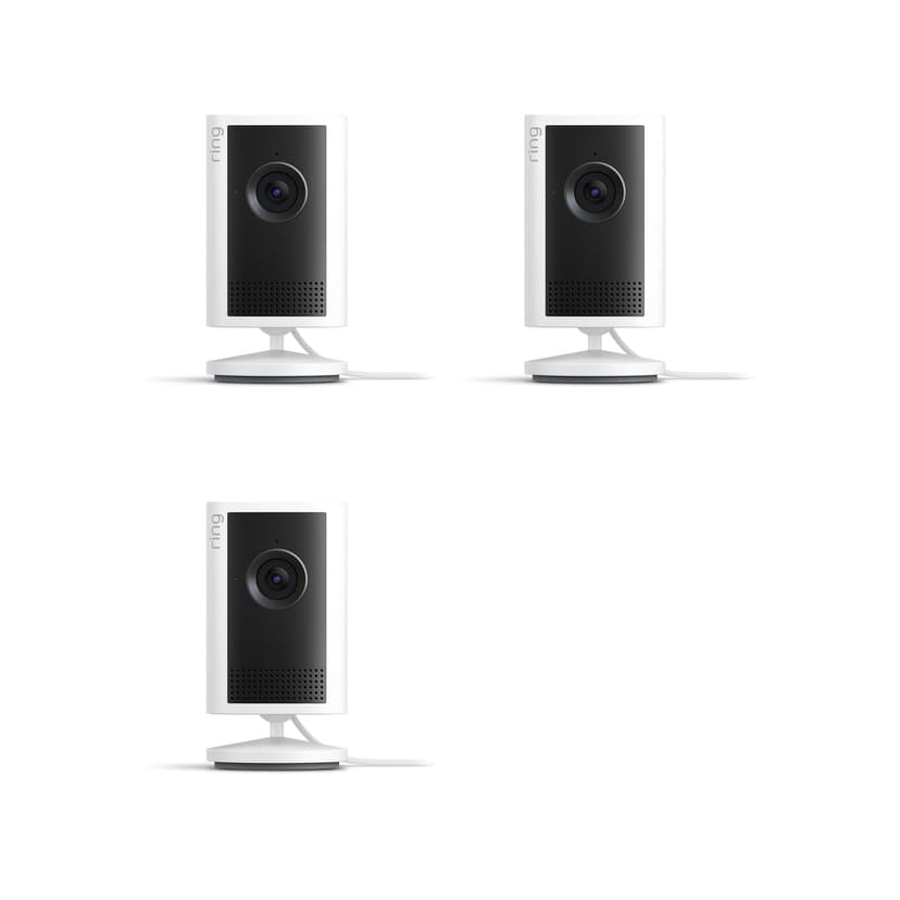 Ring Indoor Cam Plus (newest model), Home or business security, Retinal 2K for crisp, true-to-life video quality, 4x Enhanced Zoom, Low-Light Sight, 3-pack, White
