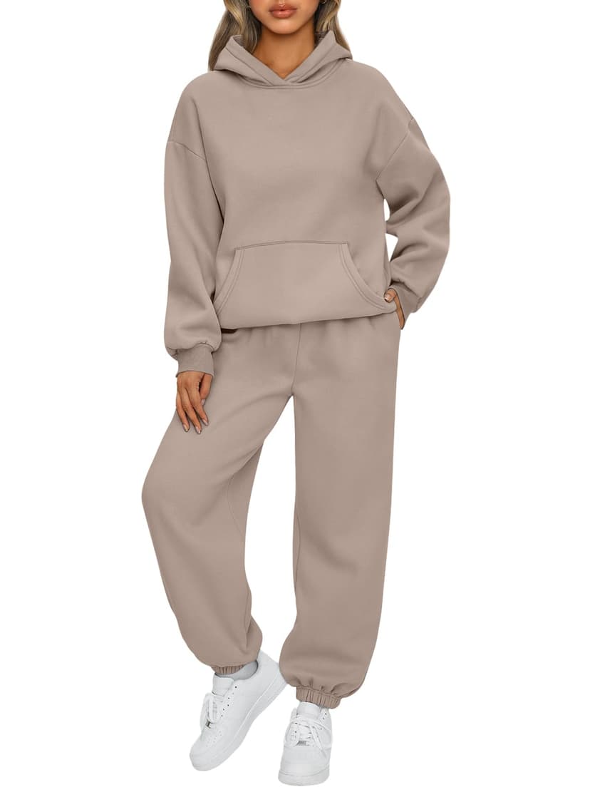 AUTOMET Womens 2 Piece Lounge Sweat Sets Fall Fashion Matching Sweatsuits | Oversized Hoodies,Kangaroo Pocket,Drop Shoulder,Side Pockets Sweatpants