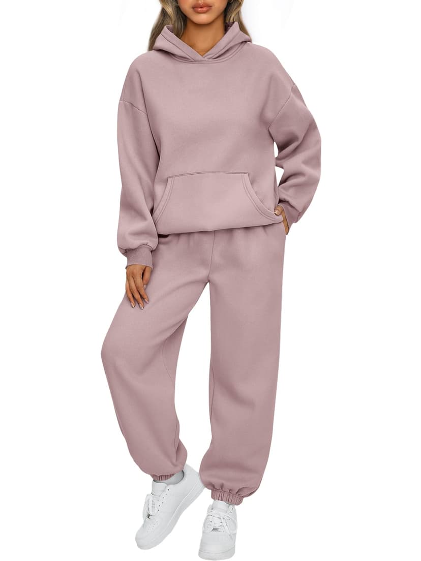 AUTOMET Womens 2 Piece Lounge Sweat Sets Fall Fashion Matching Sweatsuits | Oversized Hoodies,Kangaroo Pocket,Drop Shoulder,Side Pockets Sweatpants