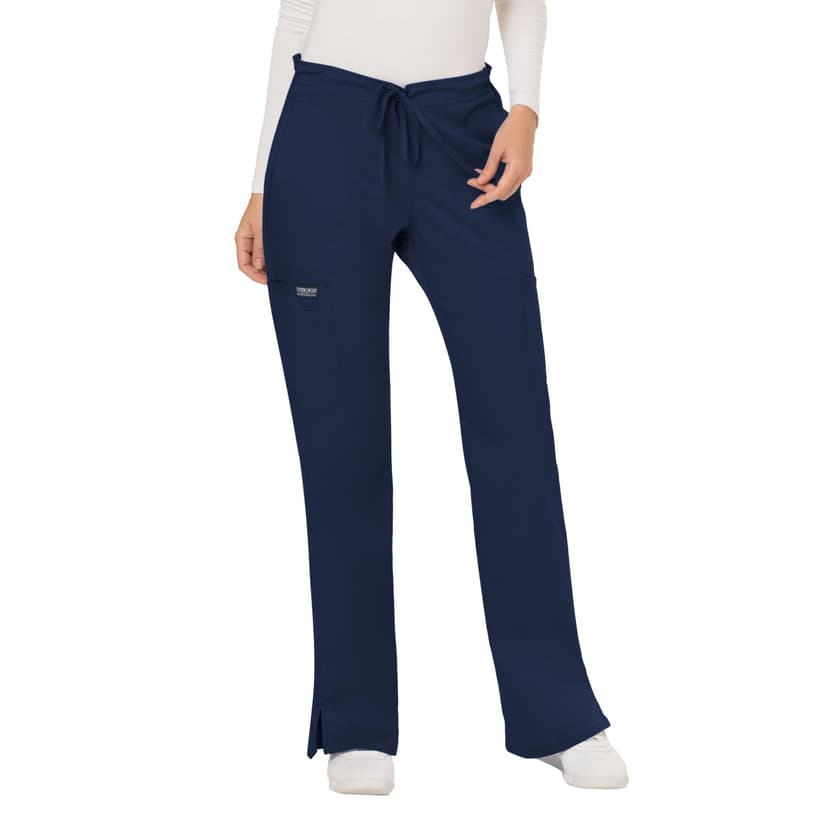 Cherokee Scrub Pants for Women Mid Rise Flare Yoga Scrubs Pant, 2-Way Stretch Drawstring Medical Bottoms, 5 Pockets-WW120