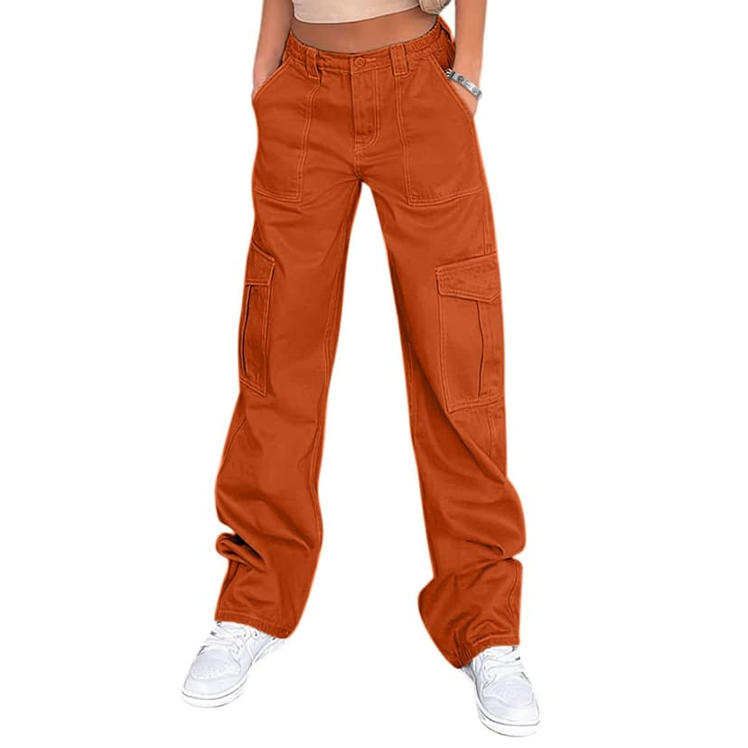 Lepunuo Cargo Pants for Women High Waisted Casual Pants Baggy Stretchy Wide Leg Y2K Streetwear with 6 Pockets