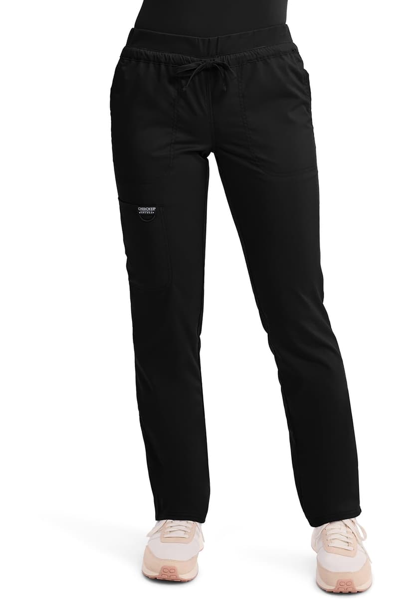 Cherokee Scrubs for Women Mid Rise Tapered Leg Drawstring Pant with 5 Pockets, Cargo Bottom with 2 Way Stretch Fabric- WW105