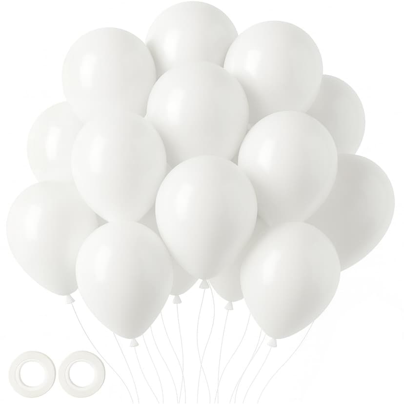 Voircoloria 105pcs White Balloons 12inch Party Balloons for Birthday Baby Shower Graduation Wedding Anniversary Party Decorations