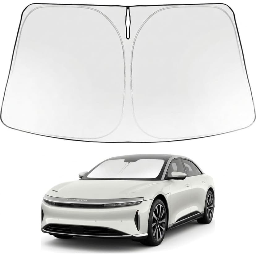 Proadsy Custom Fit 2022-2026 Lucid Air Windshield Sun Shade, Blocks Heat | 240T Heat Shield, Drops Temp 54°F, Blocks 99% UV, Prevents Dashboard Cracking, Summer Parking & Beach Trips, Easy Twist-Fold
