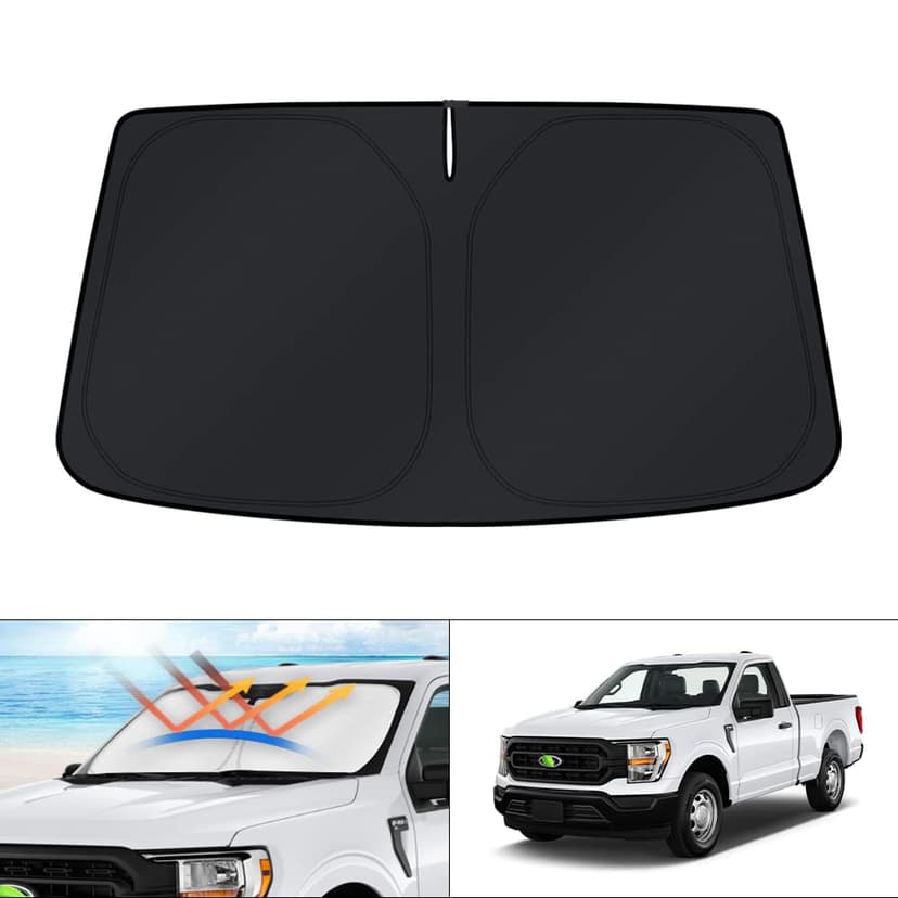 KUST Windshield Sun Shade for 2015-2025 2026 Ford F150 F250 F350 Accessories Super Crew Cab, Super Cab, Regular Cab Window Sunshade Sun Visor Protector Foldable Blocks UV Rays Keep Your Car Cooler