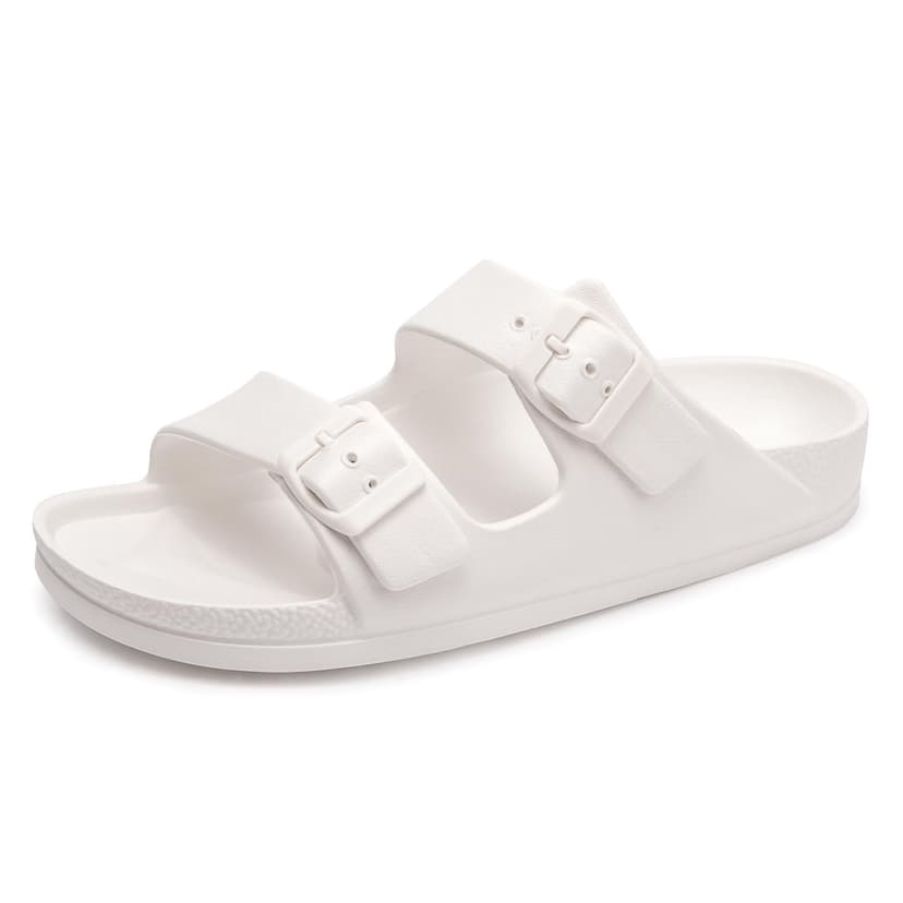 FUNKYMONKEY Jelly Sandals for Women with Adjustable Buckle, Comfortable Chunky Slip-on Beach Slides, Waterproof Platform Shoes for Pool Shower Casual Wear