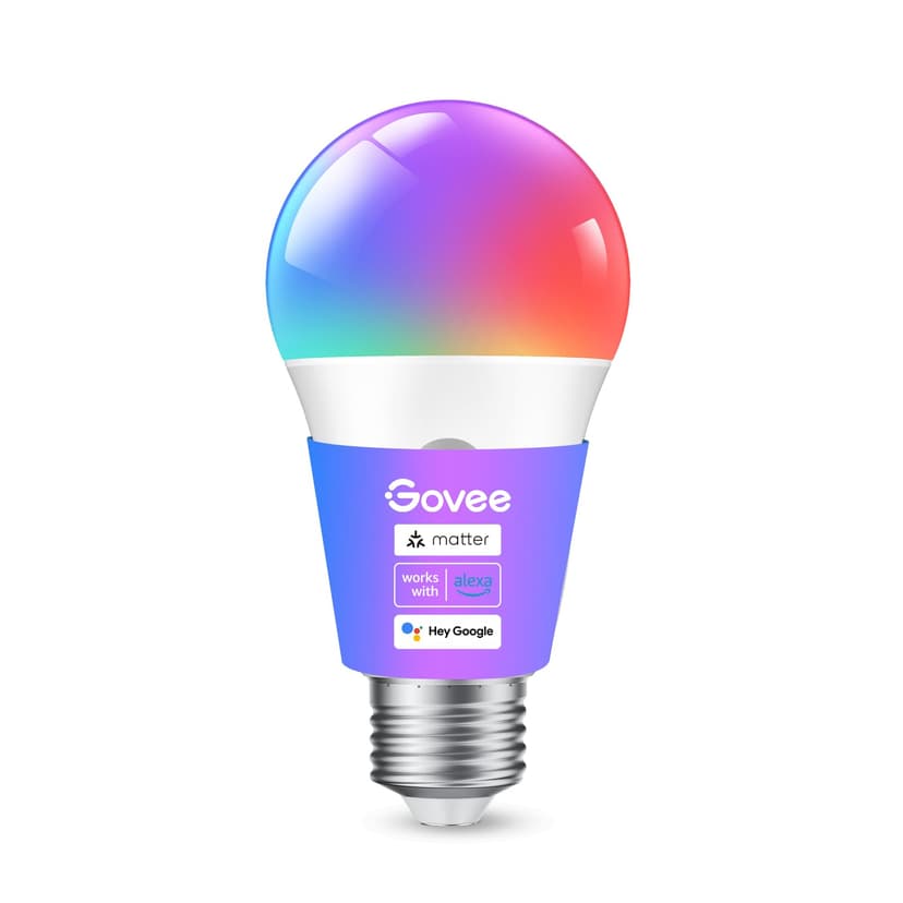 Govee Smart Light Bulbs, A19 Color Changing Light Bulb, 800 LM, E26 Base | Works with Matter, Alexa and Google Assistant, 16 Million Colors RGBWW, WiFi & Bluetooth LED Light Bulbs, Music Sync, 1 Pack