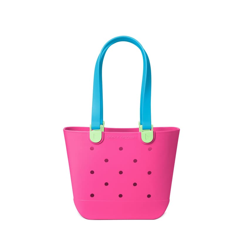 Simple Modern Medium Beach Bag | Waterproof Getaway Rubber Tote with Zipper Pocket for Travel, Pool, Boat, Groceries, Sports | 80s Mix