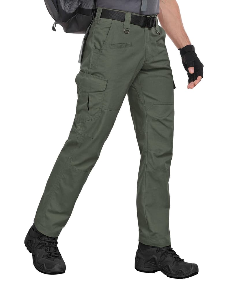 Zoofly Men's Cargo Pants Ripstop Water Resistant Hiking Work Pants Outdoor Multi Pockets Army Tactical Pants (Not Belt)