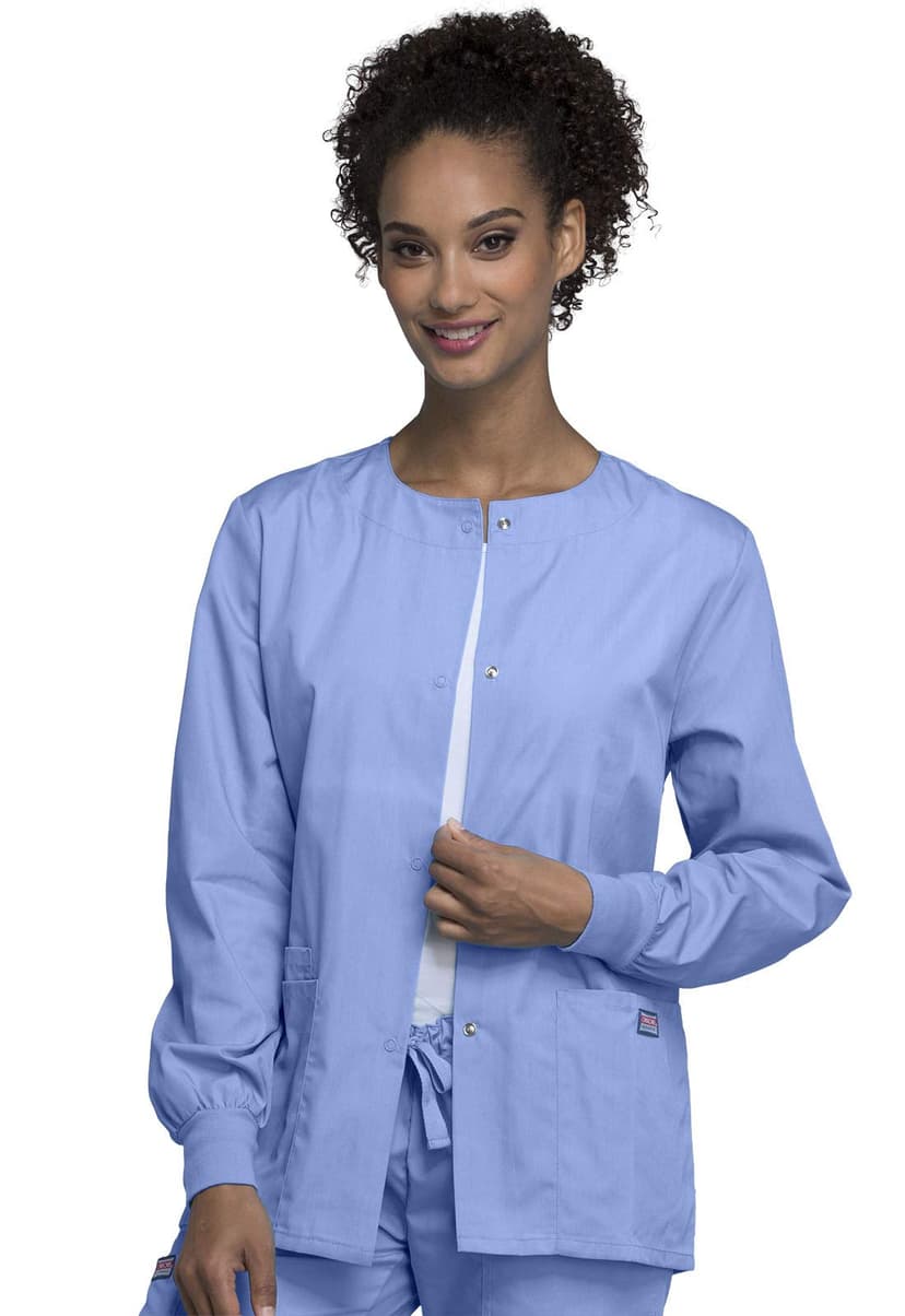 Cherokee WW Originals Scrubs Jacket for Women Snap Front 3 Pockets