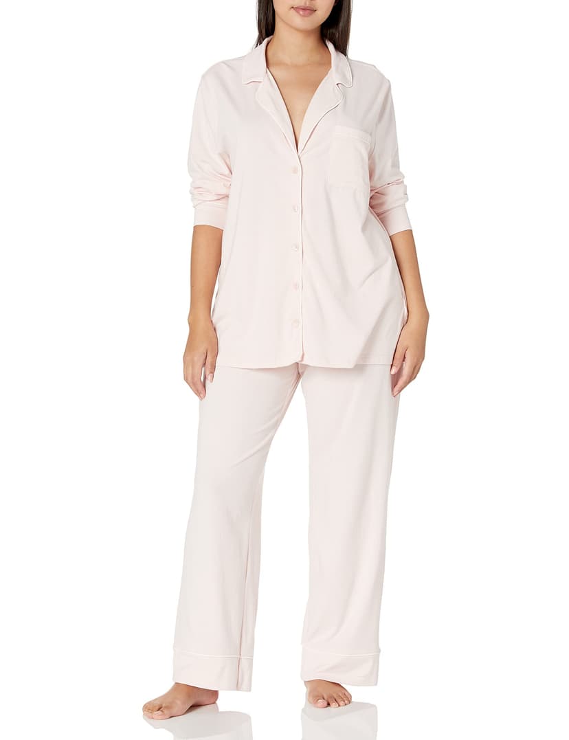 Amazon Essentials Women's Long Sleeve Cotton Modal Pajama Set, Loungewear with Full-Length Bottom