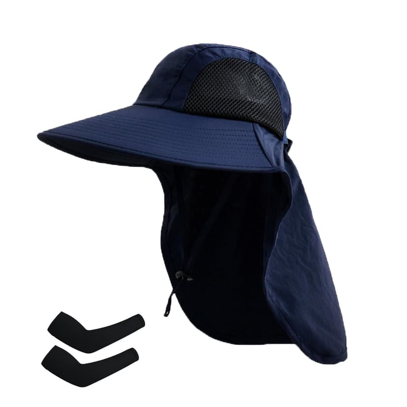 Sun Hat for Men Women with Neck Flap,UPF 50+ UV Protection Fishing Hat | Wide Brim , Water Resistant,Adjustable Size, Breathable, Lightweight,Foldable,Garden Hat,Hiking Hat with Neck Cover