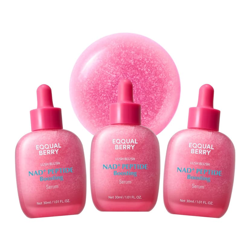 EQQUALBERRY NAD+ Peptide Boosting Serum Triple Pack | 14 Peptide Serum for Face, Neck & Body | Vegan Collagen & Pink Serum for Anti-Aging, Firming & Lifting | Korean Skincare, 1.01 oz (Pack of 3)