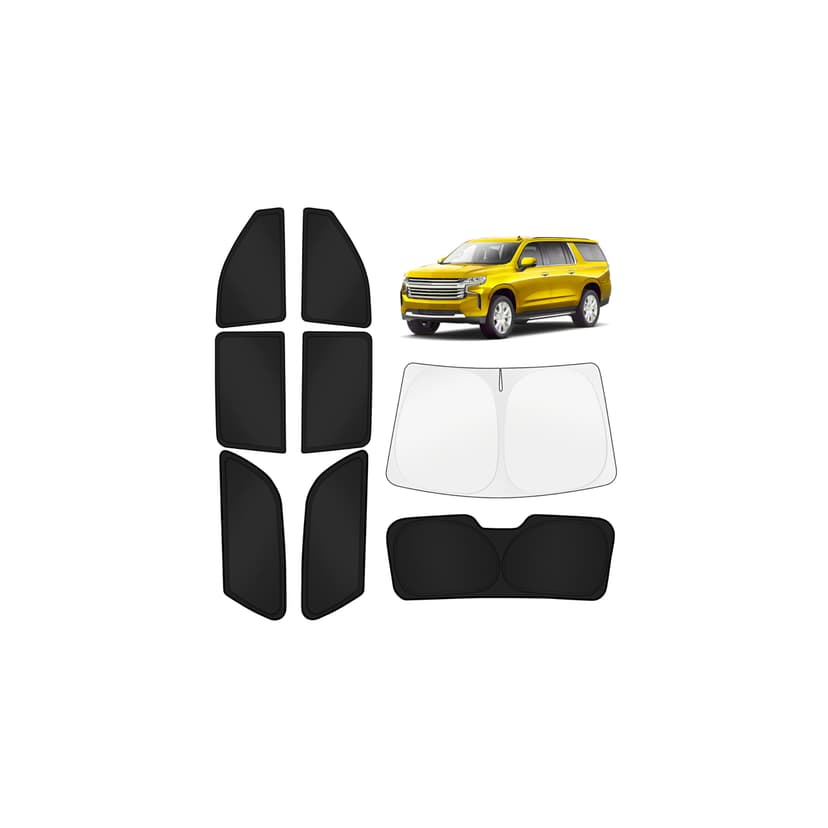 KUST Car Window Shades for Chevy Suburban/GMC Yukon XL 2021-2025 2026 Windshield Sun Shade Side Window Cover UV Block Privacy Protection Accessories for Camping Blackout Rear Back Full Set 8PCS