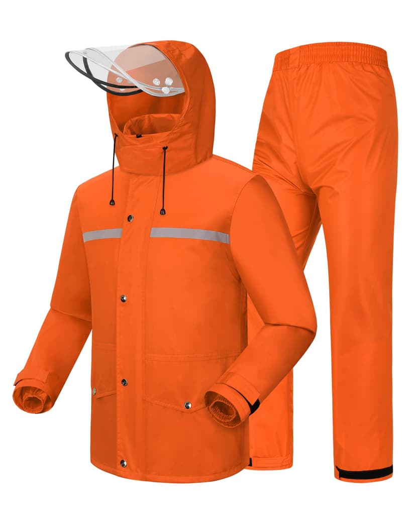 iCreek Rain Suit Waterproof Jacket and Pants Hi Vis Raincoat for Men and Women Reflective Outdoor for All-Sport Work