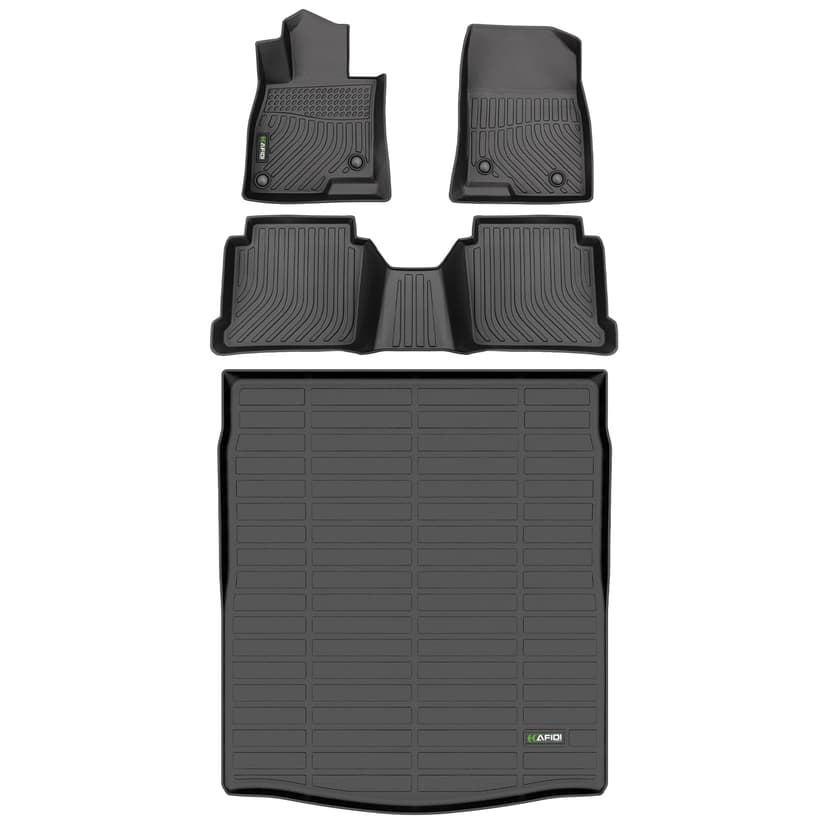 HAFIDI Floor Mats & Cargo Liner Custom for 2014-2021 Mazda 6 Full Set | Custom Fit, All Weather Protection, Non-Slip, Automotive Floor Liners, Raised Edge, Full Set Mazda6 Accessories, TPE, Black