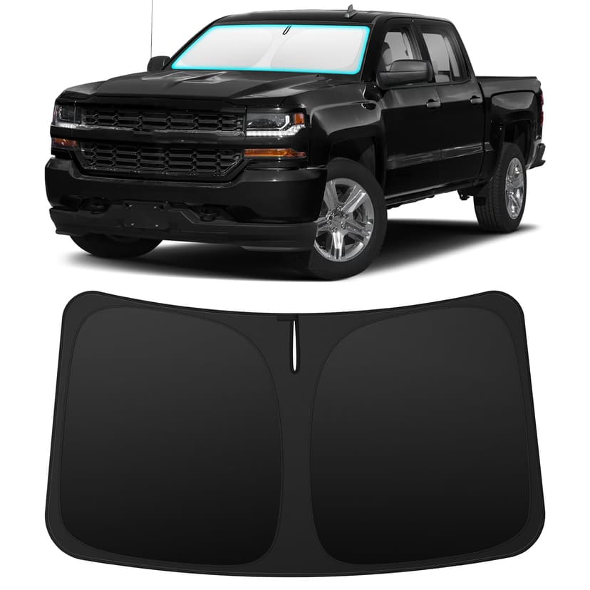 INSAUTO Custom Fit Windshield Sun Shade Accessories for Chevrolet/Chevy Silverado/GMC Sierra 2014-2018, Foldable Front Window Sunshade, UV & Heat Reflector, Keeps Interior Cool, Includes Storage Bag