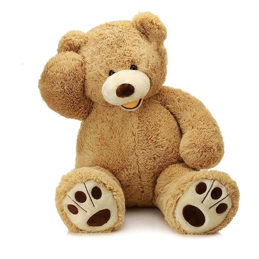 MorisMos Smiling Giant Teddy Bear, 39inch Big Stuffed Animal Bears with Large Footprints Plush, Gift Kids Girlfriend Boyfriend, Light Brown