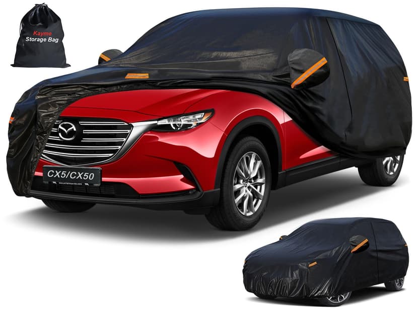 Kayme 7 Layers Waterproof SUV Car Cover for Mazda CX5 CX50 2012-2026 | Thick heavy‑weight composite fabric, all‑weather wind‑dust‑UV protection, inner cotton layer shields vehicle paint