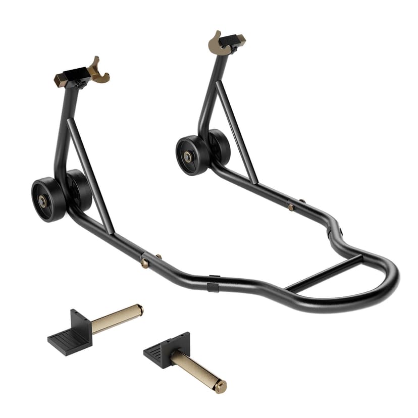 SPECSTAR Motorcycle Stand, 441 Lbs Capacity Rear Wheel Lift with U+L Adjustable Swingarm Spool, Heavy Duty Paddock Stand fit for BMW Suzuki Yamaha Honda Kawasaki, Black