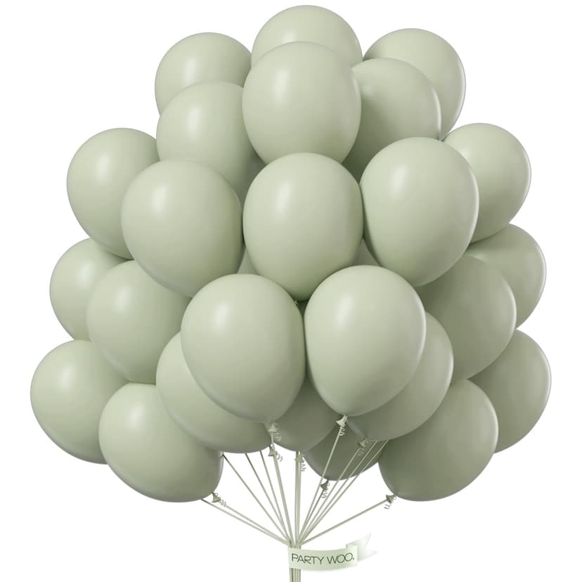 PartyWoo Sage Green Balloons 100pcs Boho Dusty Olive Green Color | Balloons for Birthday Graduation Engagement Wedding Dinosaur Jungle Golf Football Party Decorations Green-F32