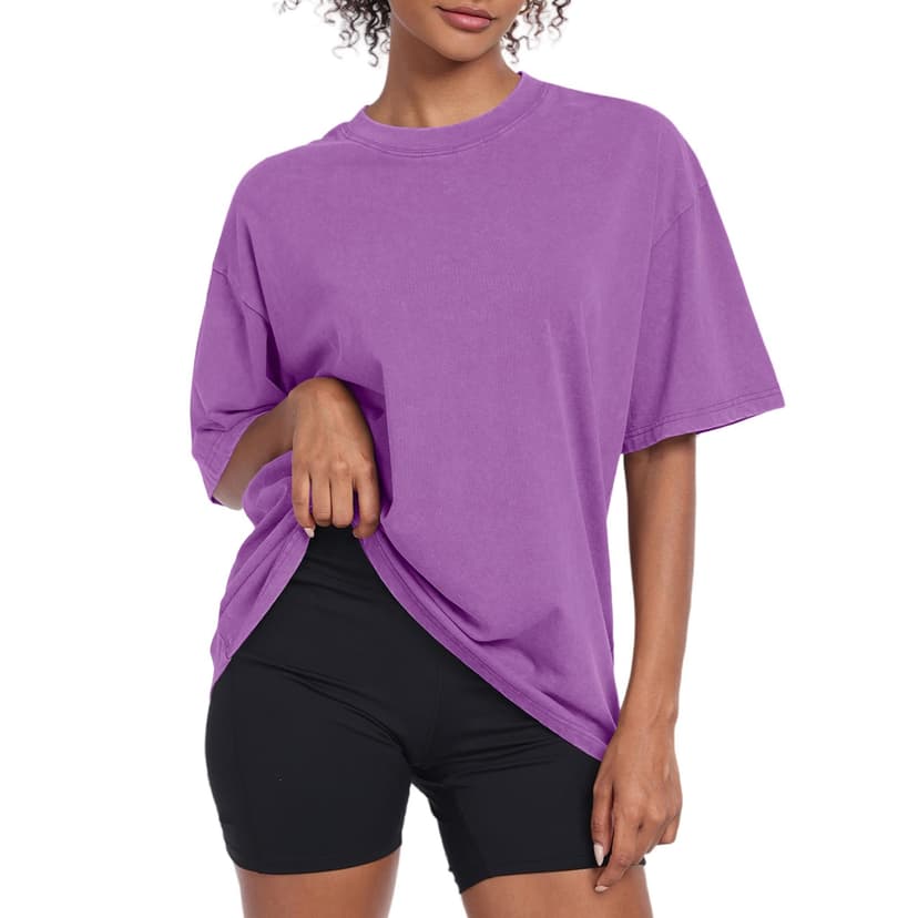 Womens Vintage Oversized T Shirts Acid Washed Baggy Cotton Tee Workout Gym Shirts Boyfriend Short Sleeve Tops