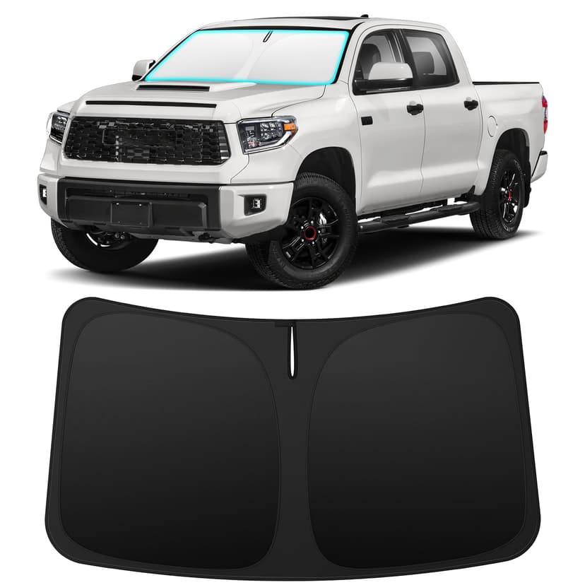 INSAUTO Custom Fit Windshield Sun Shade Accessories for Toyota Tundra 2007-2021, Foldable Front Window Sunshade, UV & Heat Reflector, Keeps Interior Cool, Includes Storage Bag