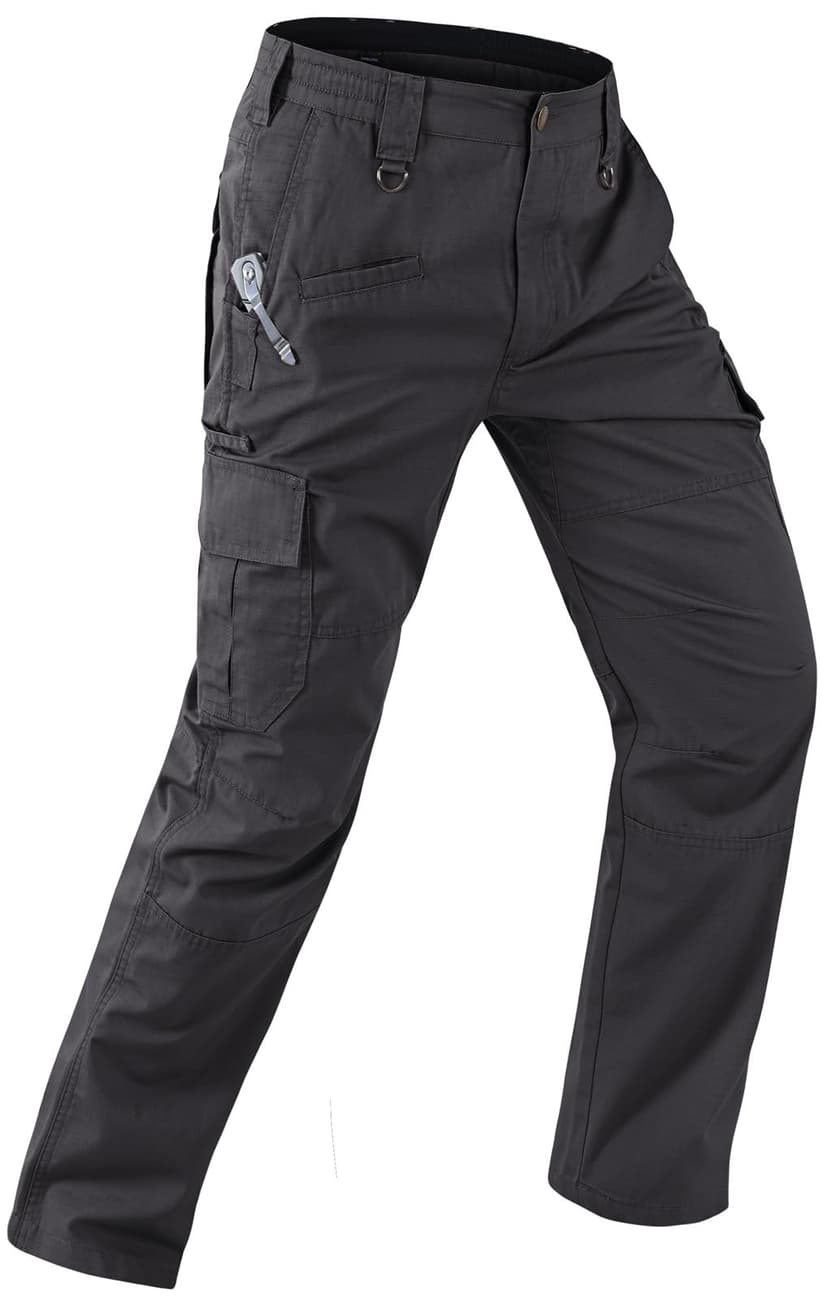 Mens Work Pants Water Resistant Elastic Waist Outdoor Breathable Cargo Tactical Pants with 8 Pockets