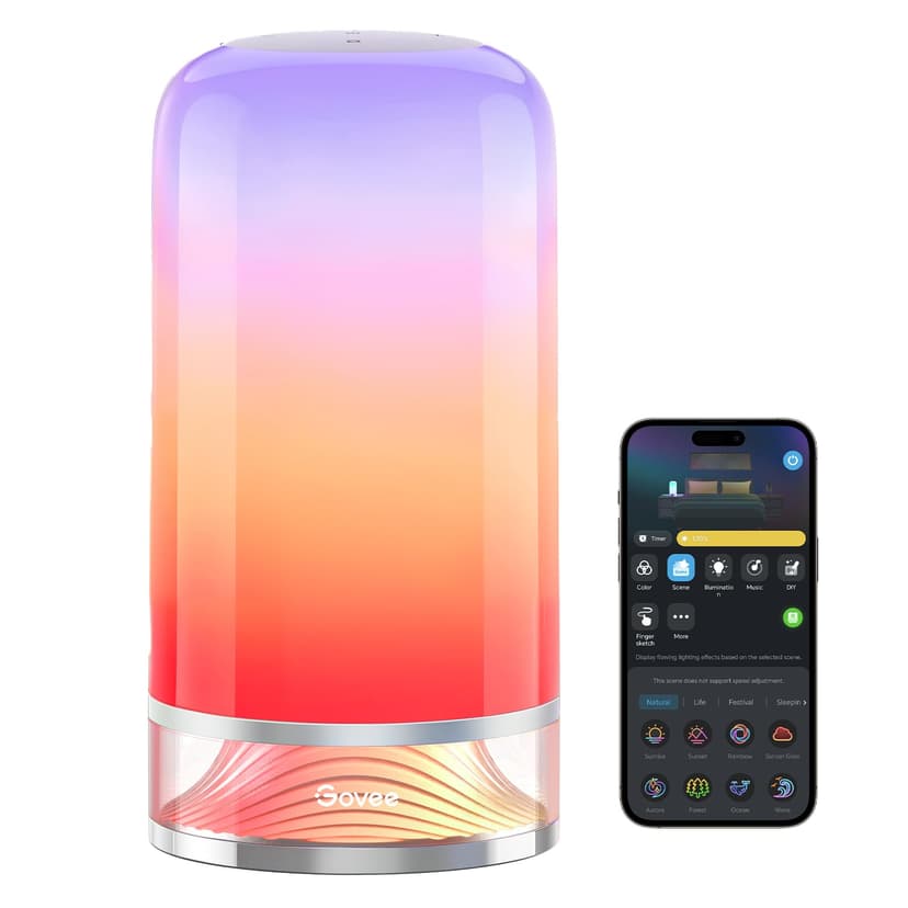 Govee RGBIC Smart Table Lamp 2, Touch Bedside Small Table Lamp (Corded) | LED Desk Lamp Compatible with SmartThings, Matter, Alexa, Nightstand Lamp for Bedroom Living Room Night Light, 64 Scene Modes