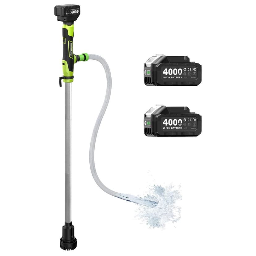 Taskstar Cordless Stick Water Transfer Pump, 2×4.0Ah Rechargeable Batteries | 720GPH High Flow, 32FT Max Lift, Portable Stick Body, Easy for Pool, Garden, Pond, Boat, RV, Rain Barrel Outdoor Draining
