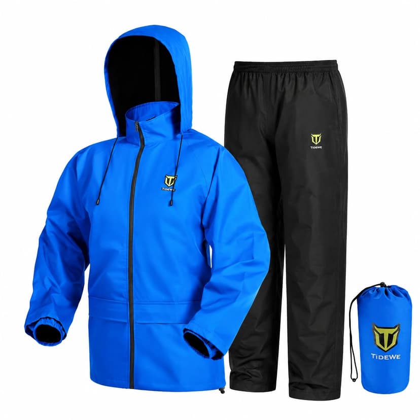 TIDEWE Rain Suit for Men, Waterproof Lightweight 2-Piece Rain Gear | Sealed seams, Adjustable hood cuffs and waist, High-density fabric, Fishing, Outdoor work, Hunting, Hiking, Storage bag