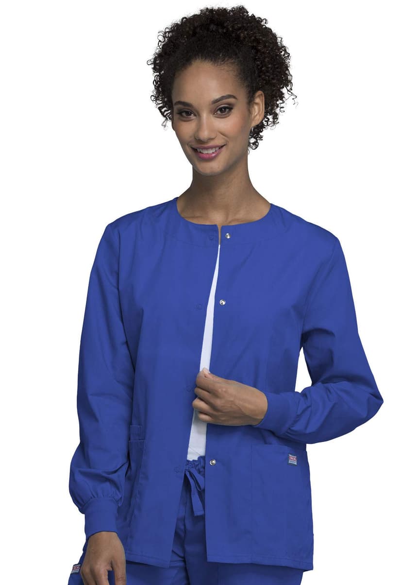 Cherokee WW Originals Scrubs Jacket for Women Snap Front 3 Pockets | Snap-front Styling, Comfortable Fit, Knit Cuffs, Warm-up Jacket, Easy Care, Durable Fabric Blend, Made For Healthcare Shifts
