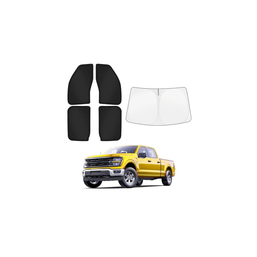 KUST Car Window Shades for Ford F-150 2021-2025 2026 (4-Door) F150 Accessories Windshield Sun Shade Side Window Cover UV Block Privacy Protection for Camping Blackout Rear Back Full Set 5PCS
