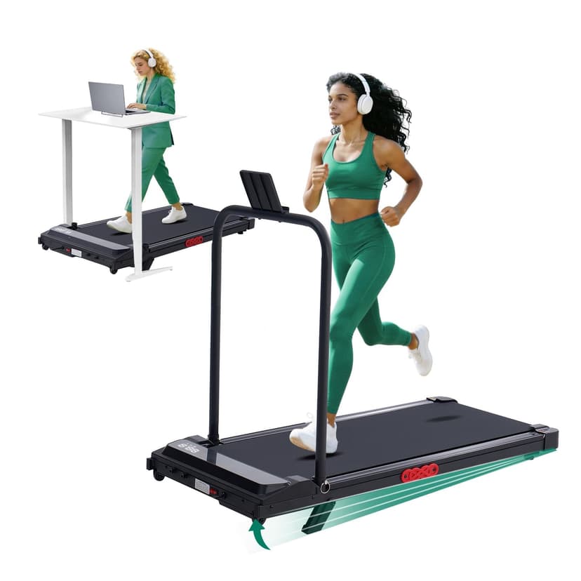 OGPOU Walking Pad with Handle Bar, Electric Treadmill with Incline for Home | 3.0HP Electric Mini Treadmill for Home Small, Portable Small Walking Pad Treadmill with Handles, 0.6-7.6MPH, 350LBS