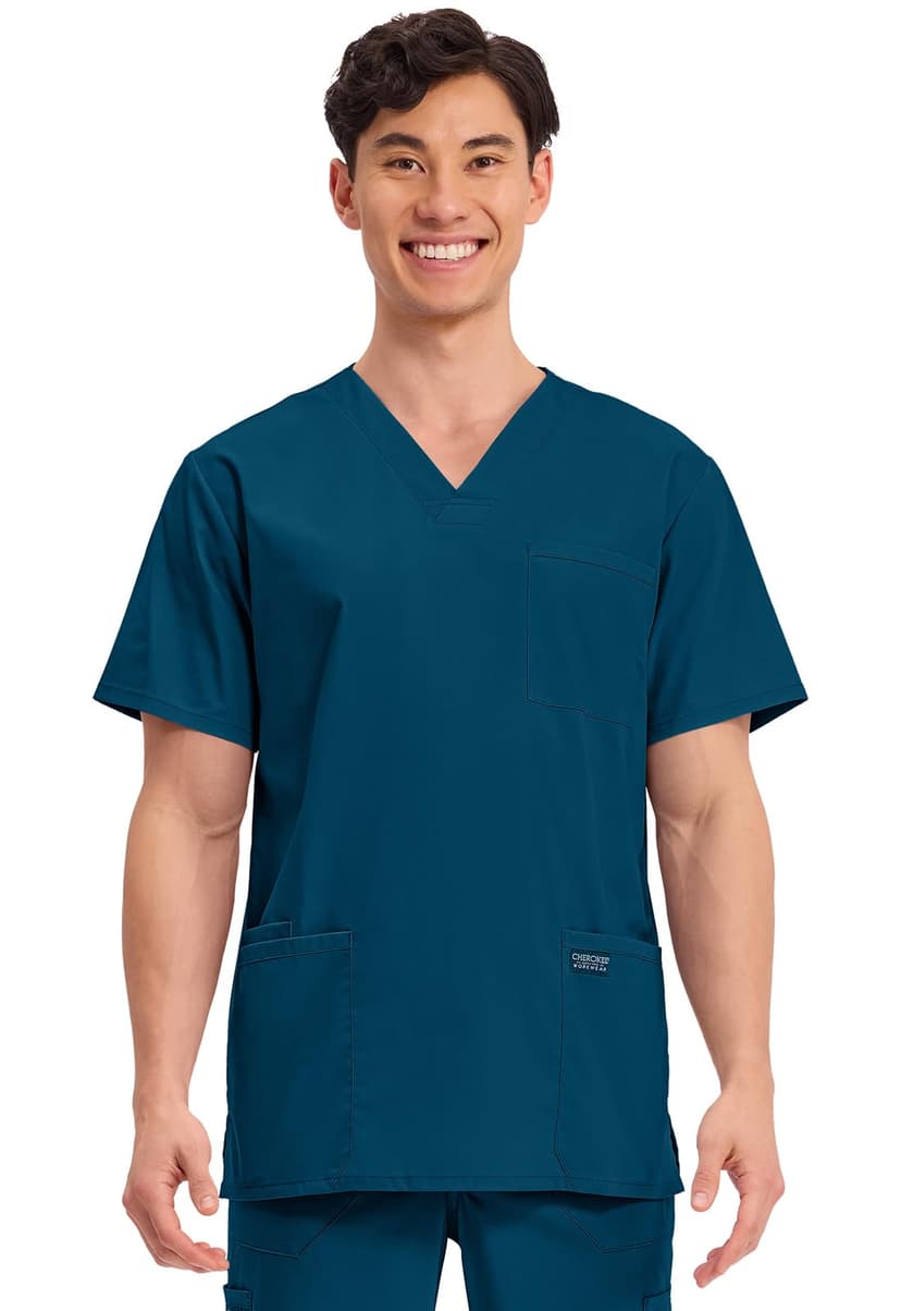 Cherokee WW Professionals Men's V-Neck Scrub Top 4 Pockets Medical Shirt