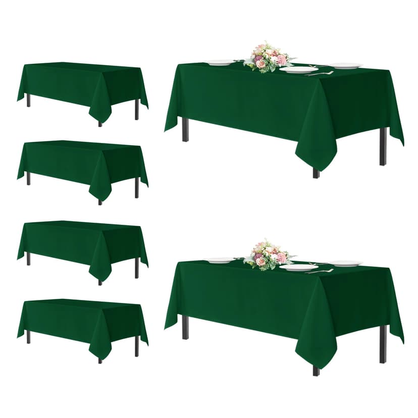 sancua Tablecloths for 6 Foot Rectangle Tables, 6 Pack - Washable Polyester Fabric Table Cloth for Chirstmas Party, Birthday, Banquet Reception, 54x108 Inch Hunter Green