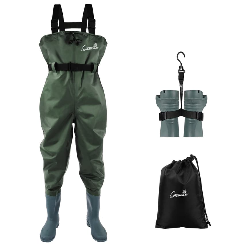 GREENWATER Fishing Chest Waders for Men Women with Boots Waterproof 2ply Nylon PVC Lightweight Bootfoot Waders for Hunting